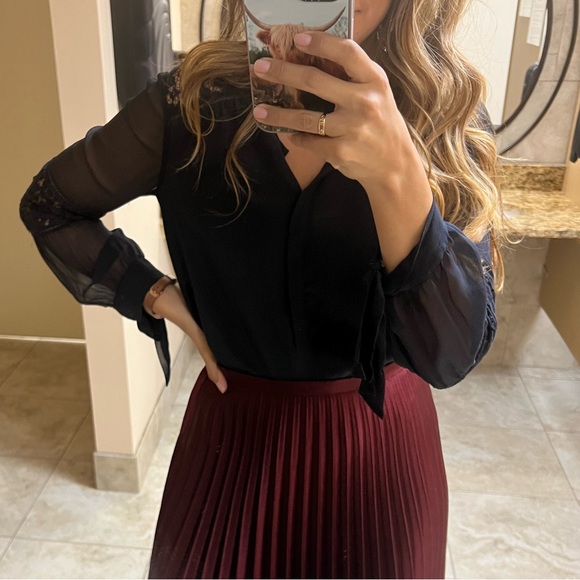 Rebecca Taylor Sarah Top Silk Blouse Long Sleeve Size 4 - Picture 5 of 5